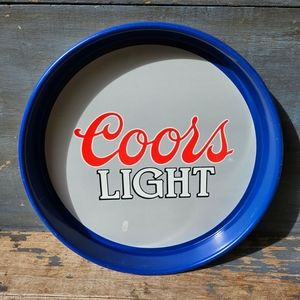 Coors Light Metal Tray Blue Silver Vintage 1983